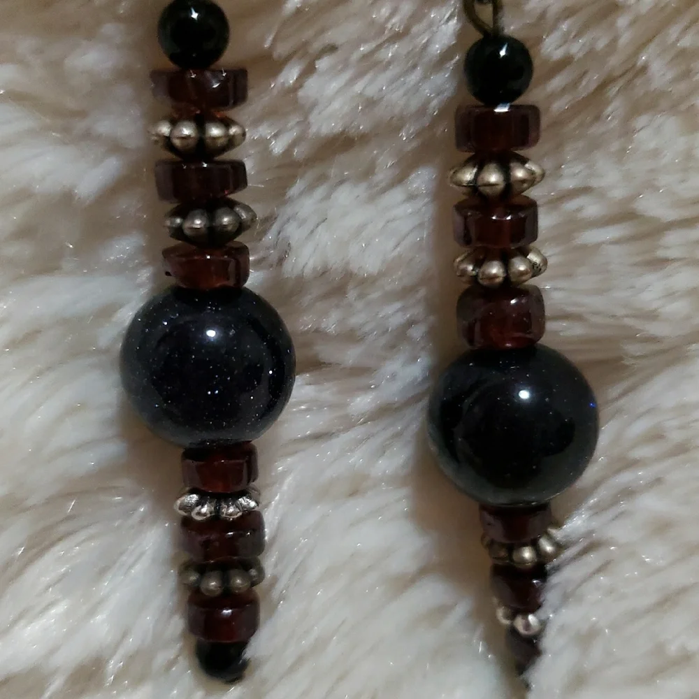 Elegant Black and Silver Beaded Earrings